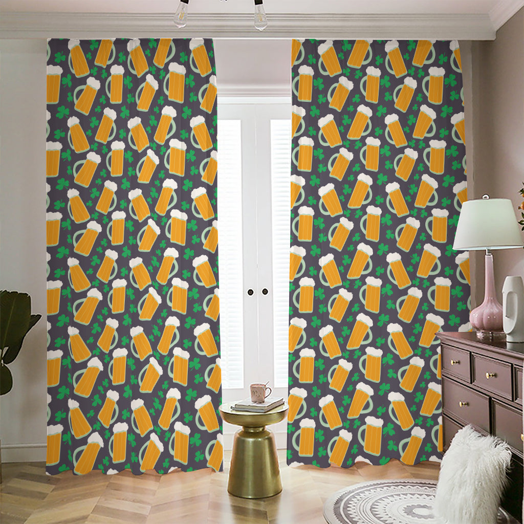 Clover And Beer St. Patrick's Day Print Blackout Pencil Pleat Curtains