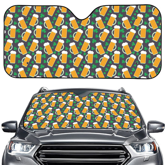 Clover And Beer St. Patrick's Day Print Car Windshield Sun Shade