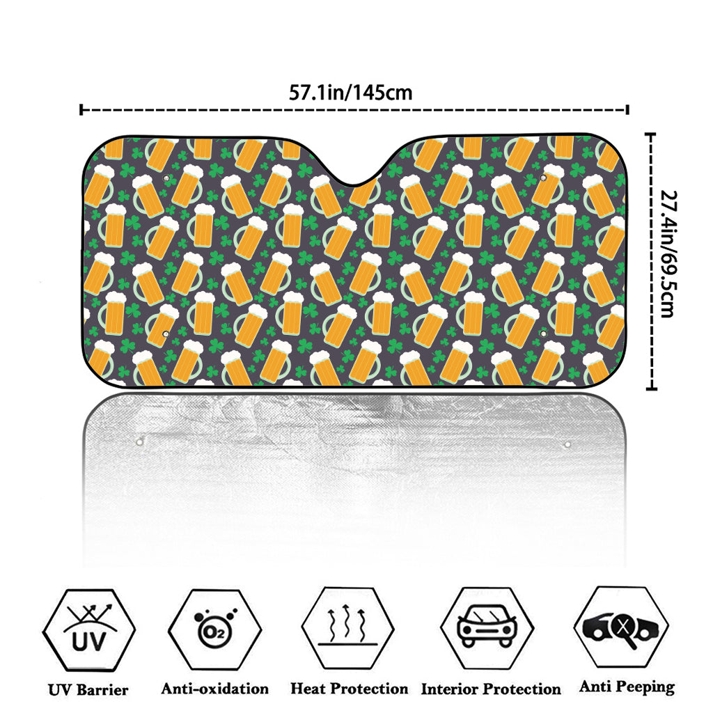 Clover And Beer St. Patrick's Day Print Car Windshield Sun Shade