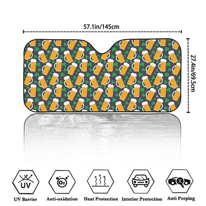 Clover And Beer St. Patrick's Day Print Car Windshield Sun Shade