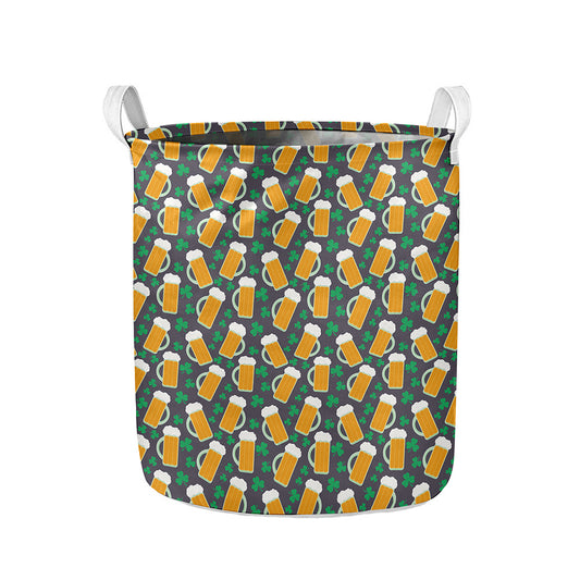 Clover And Beer St. Patrick's Day Print Collapsible Laundry Basket