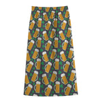 Clover And Beer St. Patrick's Day Print Cotton Front Slit Maxi Skirt