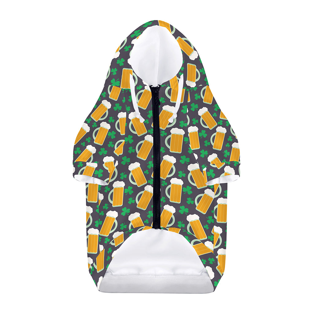 Clover And Beer St. Patrick's Day Print Dog Zip Up Hoodie