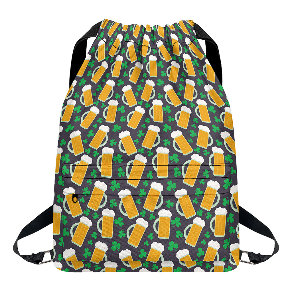 Clover And Beer St. Patrick's Day Print Drawstring Backpack