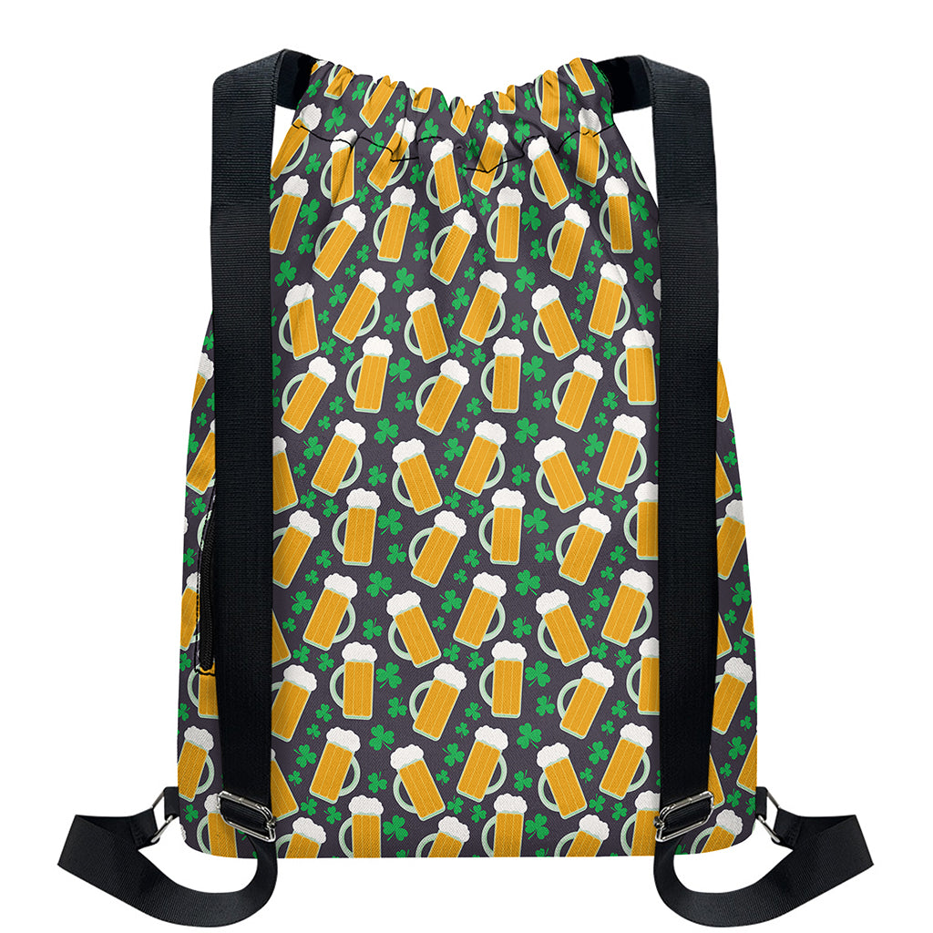 Clover And Beer St. Patrick's Day Print Drawstring Backpack