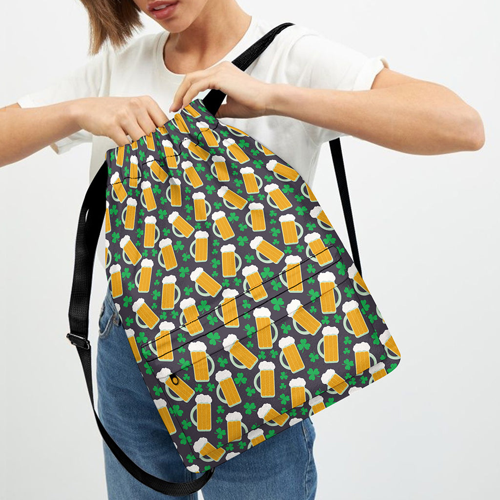 Clover And Beer St. Patrick's Day Print Drawstring Backpack