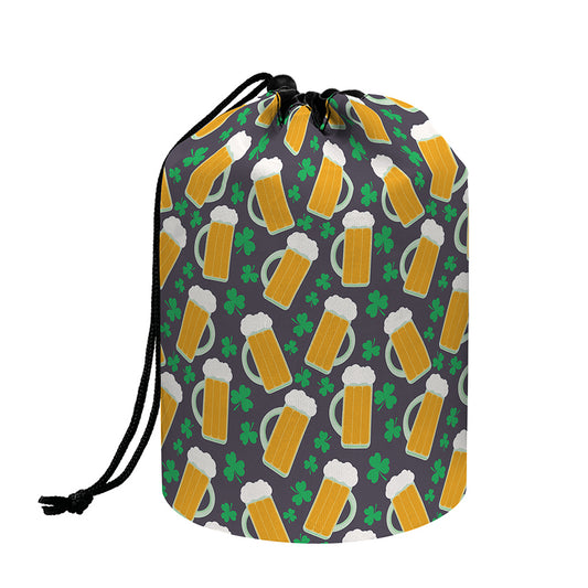 Clover And Beer St. Patrick's Day Print Drawstring Makeup Bag