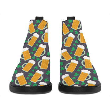 Clover And Beer St. Patrick's Day Print Flat Ankle Boots