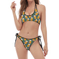 Clover And Beer St. Patrick's Day Print Halter Scoop Tie Side Bikini