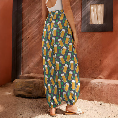 Clover And Beer St. Patrick's Day Print Harem Pants