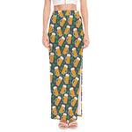 Clover And Beer St. Patrick's Day Print High Slit Maxi Skirt