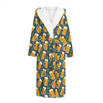 Clover And Beer St. Patrick's Day Print Hooded Bathrobe