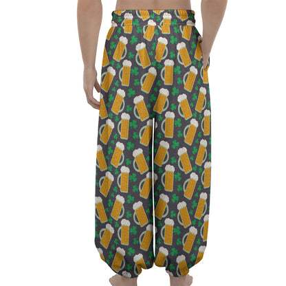 Clover And Beer St. Patrick's Day Print Lantern Pants