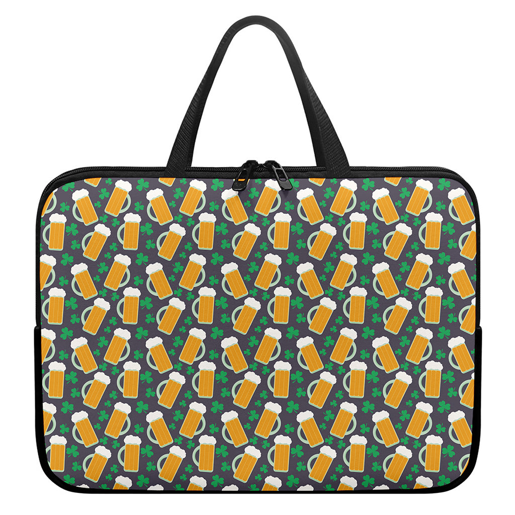 Clover And Beer St. Patrick's Day Print Laptop Sleeve With Handle