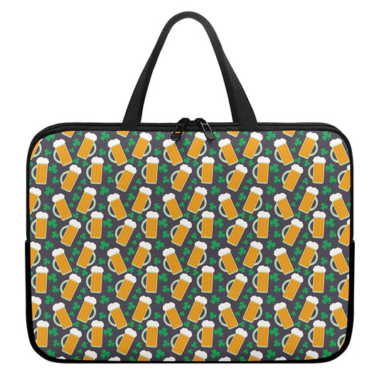 Clover And Beer St. Patrick's Day Print Laptop Sleeve With Handle