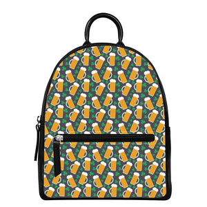 Clover And Beer St. Patrick's Day Print Leather Backpack