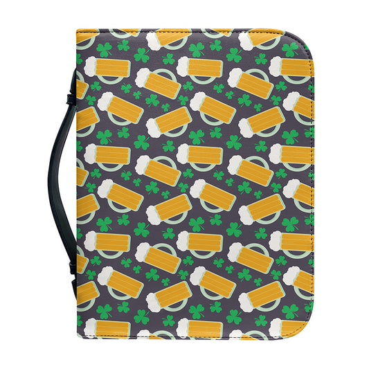 Clover And Beer St. Patrick's Day Print Leather Bible Cover