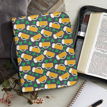 Clover And Beer St. Patrick's Day Print Leather Bible Cover