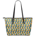 Clover And Beer St. Patrick's Day Print Leather Tote Bag With Zipper