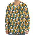 Clover And Beer St. Patrick's Day Print Long Sleeve Baseball Jersey