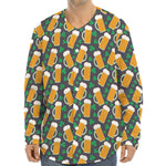 Clover And Beer St. Patrick's Day Print Long Sleeve Baseball Jersey