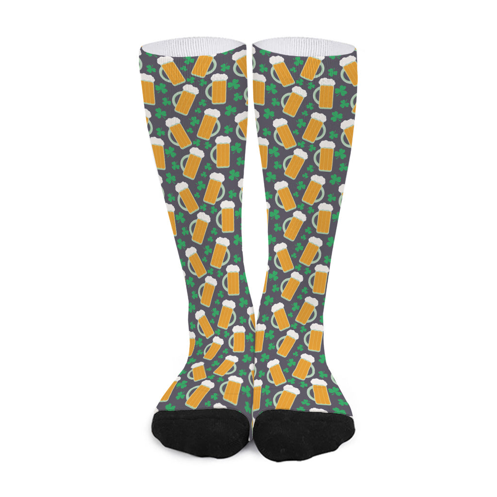 Clover And Beer St. Patrick's Day Print Long Socks