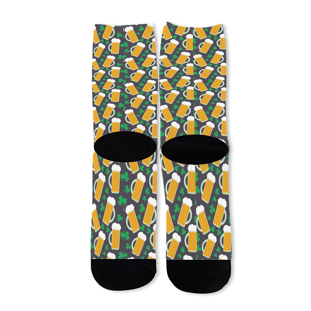 Clover And Beer St. Patrick's Day Print Long Socks