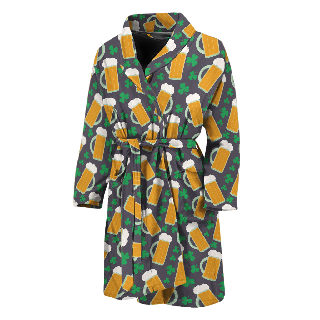 Clover And Beer St. Patrick's Day Print Men's Bathrobe