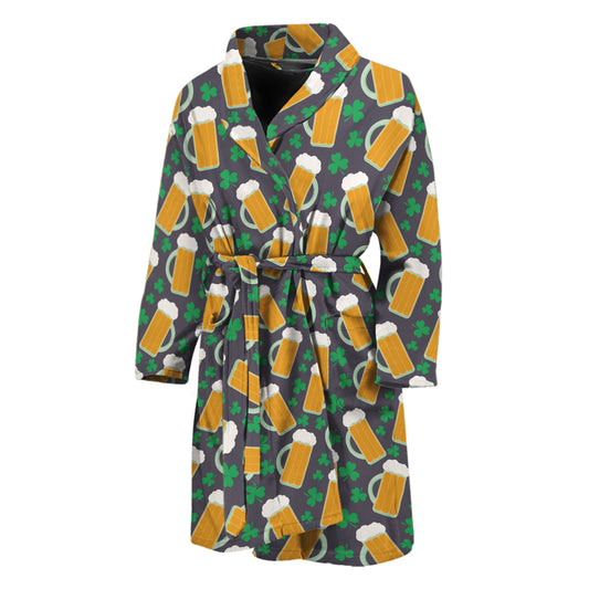 Clover And Beer St. Patrick's Day Print Men's Bathrobe