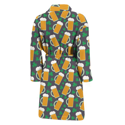 Clover And Beer St. Patrick's Day Print Men's Bathrobe