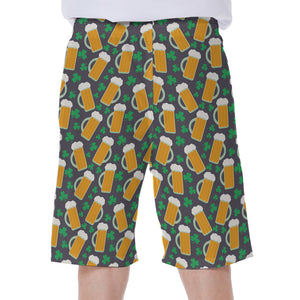 Clover And Beer St. Patrick's Day Print Men's Beach Shorts