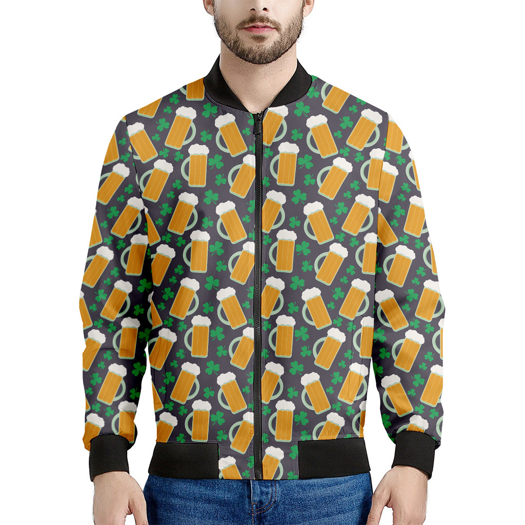 Clover And Beer St. Patrick's Day Print Men's Bomber Jacket