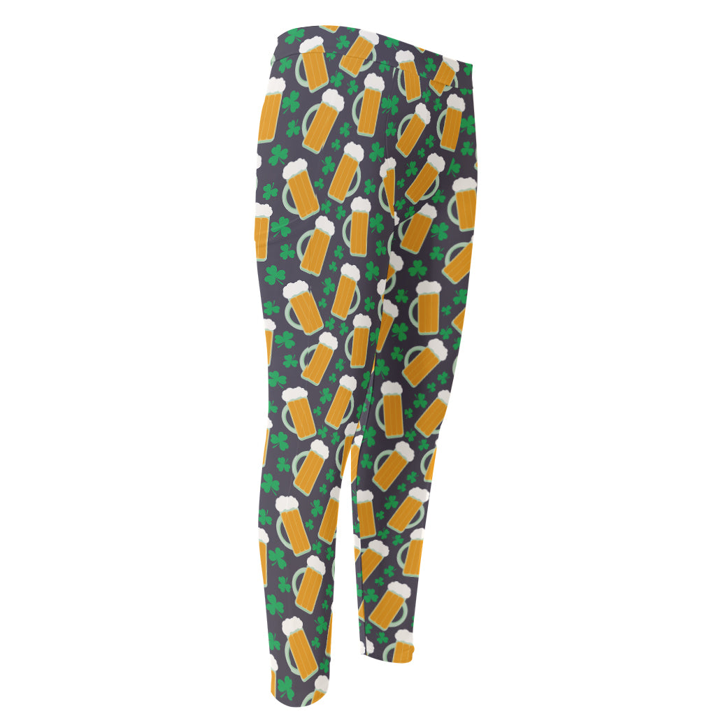 Clover And Beer St. Patrick's Day Print Men's Compression Pants