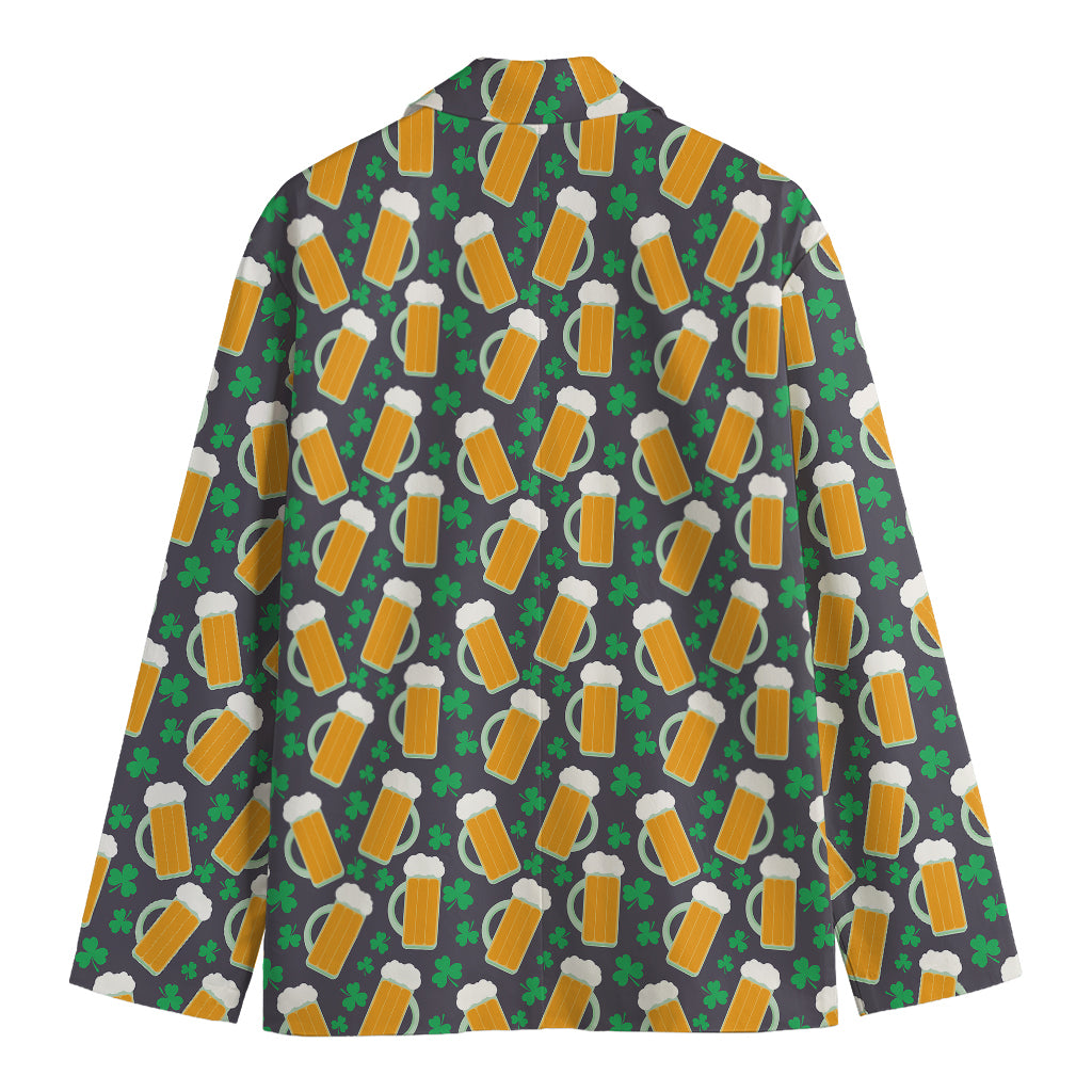 Clover And Beer St. Patrick's Day Print Men's Cotton Blazer