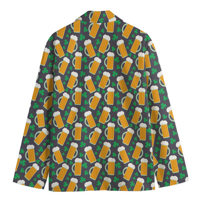Clover And Beer St. Patrick's Day Print Men's Cotton Blazer