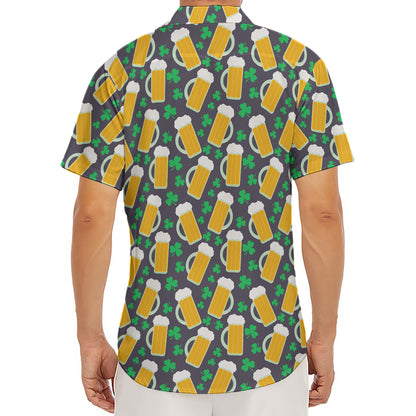 Clover And Beer St. Patrick's Day Print Men's Deep V-Neck Shirt