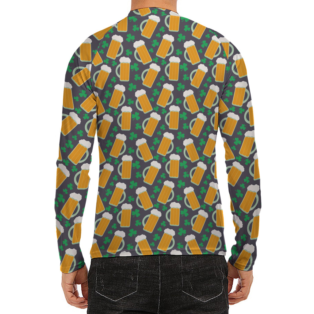 Clover And Beer St. Patrick's Day Print Men's Long Sleeve Rash Guard