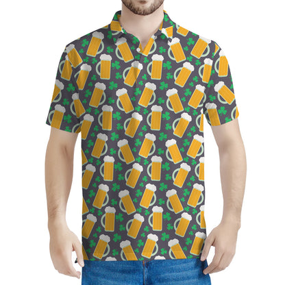 Clover And Beer St. Patrick's Day Print Men's Polo Shirt