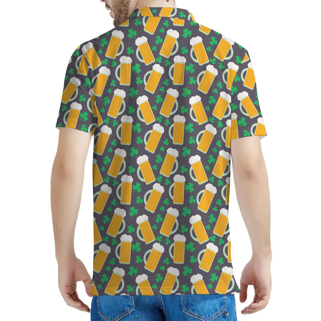 Clover And Beer St. Patrick's Day Print Men's Polo Shirt