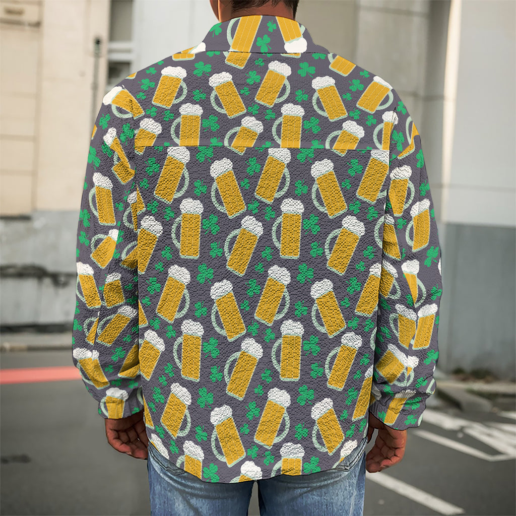 Clover And Beer St. Patrick's Day Print Men's Shirt Jacket