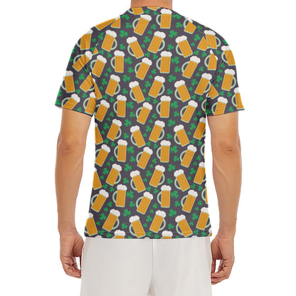 Clover And Beer St. Patrick's Day Print Men's Short Sleeve Rash Guard