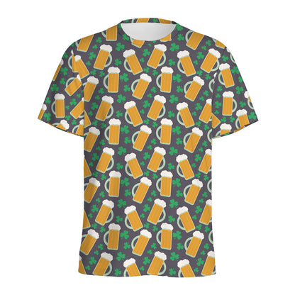 Clover And Beer St. Patrick's Day Print Men's Sports T-Shirt