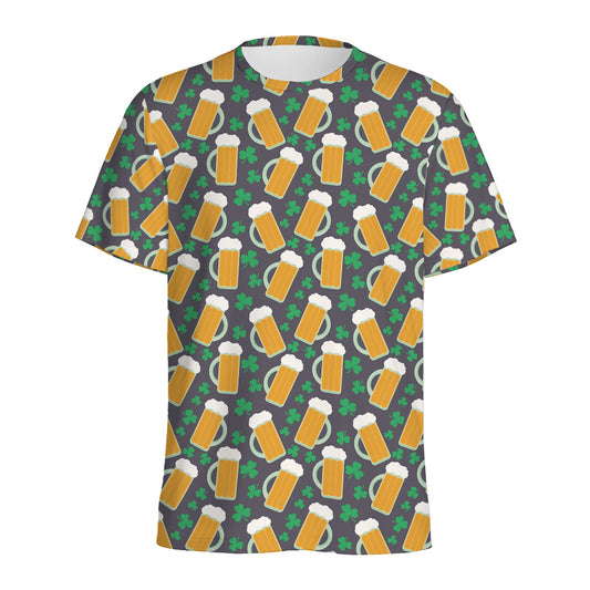 Clover And Beer St. Patrick's Day Print Men's Sports T-Shirt