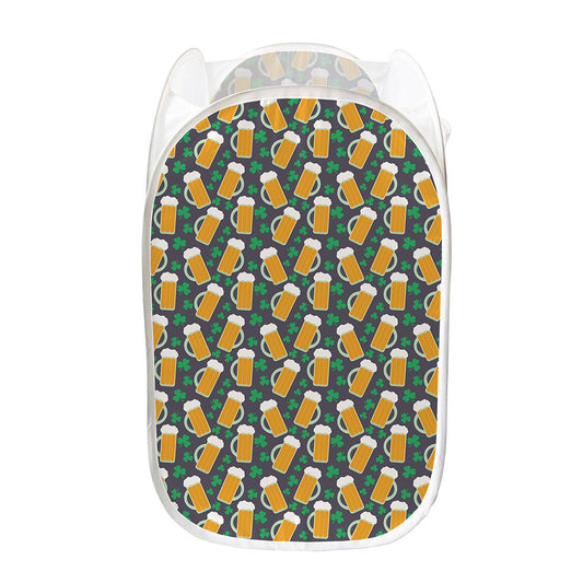 Clover And Beer St. Patrick's Day Print Mesh Laundry Hamper