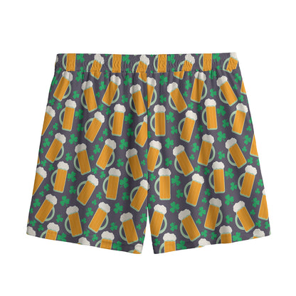 Clover And Beer St. Patrick's Day Print Mesh Shorts