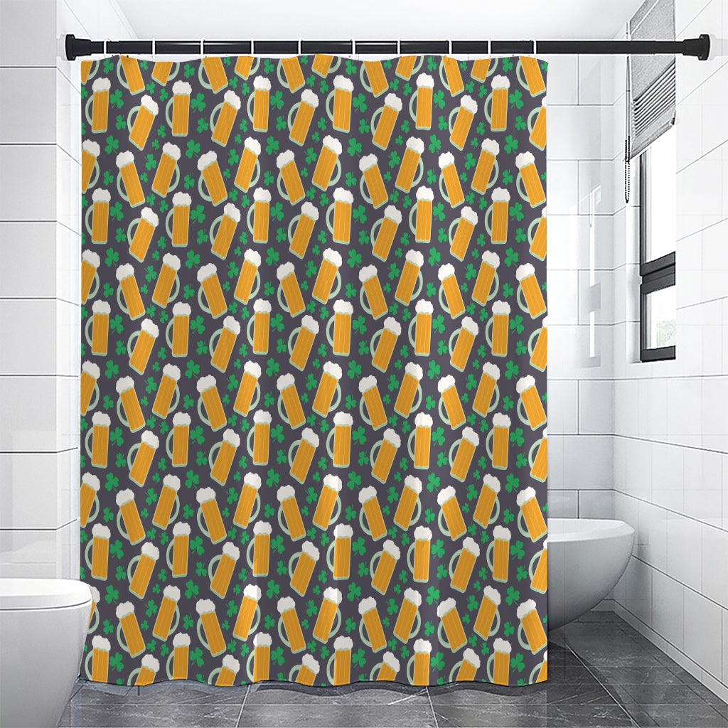 Clover And Beer St. Patrick's Day Print Premium Shower Curtain