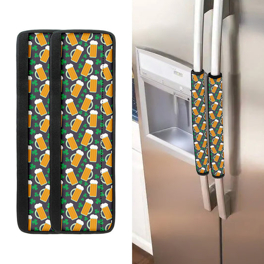 Clover And Beer St. Patrick's Day Print Refrigerator Handle Covers