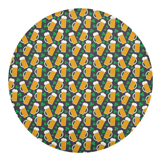 Clover And Beer St. Patrick's Day Print Round Blanket