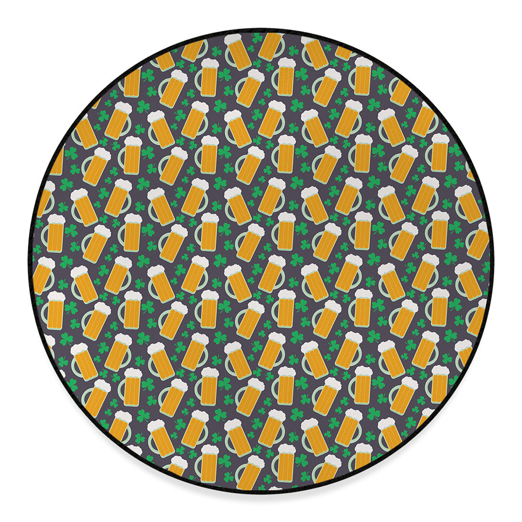 Clover And Beer St. Patrick's Day Print Round Floor Mat