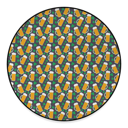 Clover And Beer St. Patrick's Day Print Round Floor Mat